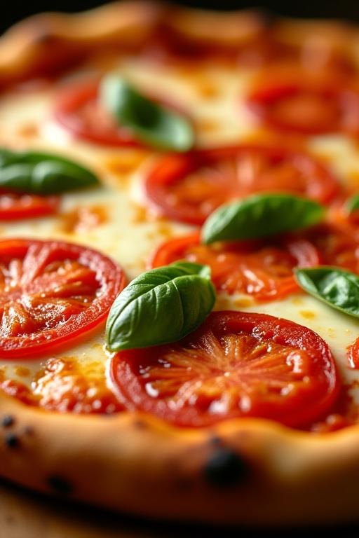Dettaglio di una pizza napoletana appena sfornata.