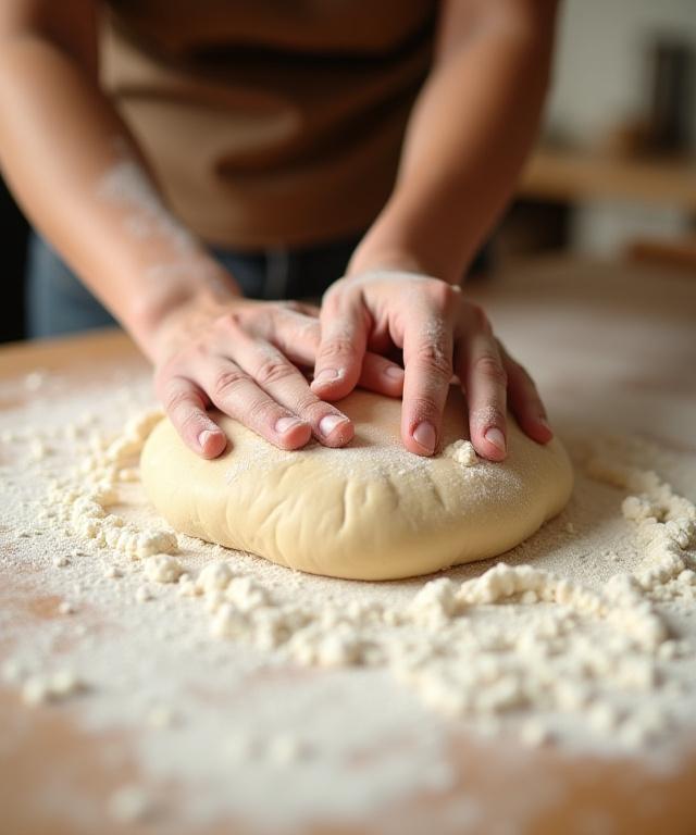 Mani esperte che lavorano l'impasto per la focaccia.